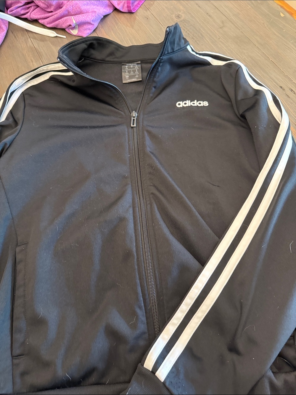 adidas Black Track Jacket with White Stripes